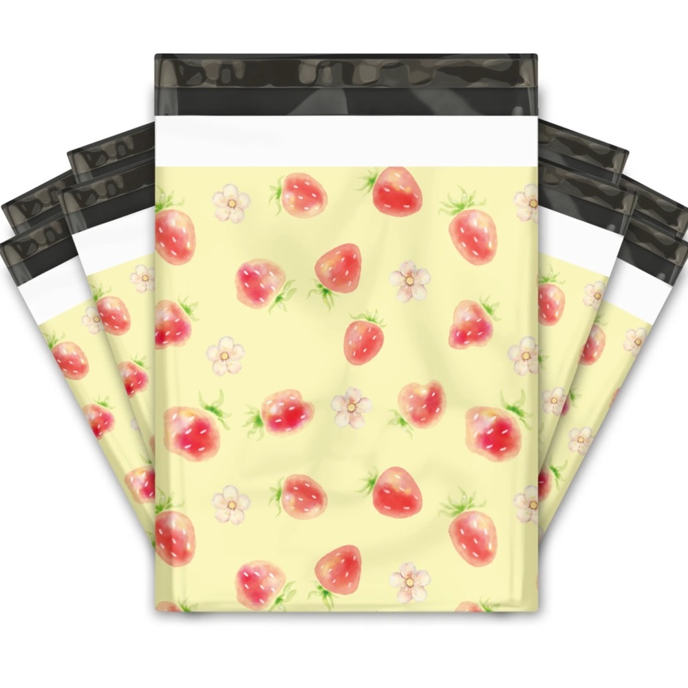NEW!🍓20 Watercolor Yellow Strawberry Poly Mailers 10 x 13 inch
